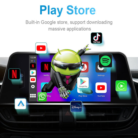 Linkifun GT5 RGB Android 11 Smart AI Box with access to Google Play Store apps like Spotify, Google Maps, YouTube, and Netflix