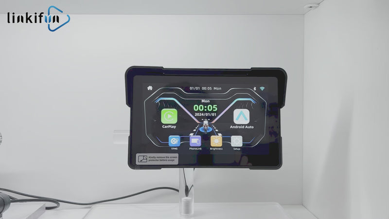 Linkifun MT7A 7 inch motorcycle smart navigation screen video wireless CarPlay Android Auto demonstration