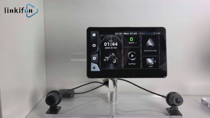 Linkifun MT13 universal bracket motorcycle navigation screen with DVR GPS wireless CarPlay Android Auto interface